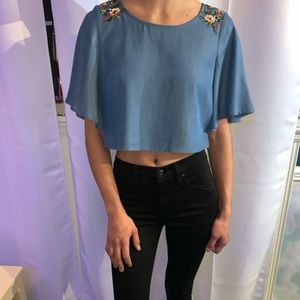 Bebe Paulina Flutter Sleeve Top